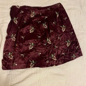 Burgundy Floral Silk skirt